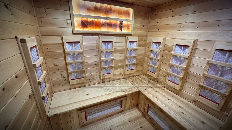 Трёхместная инфракрасная сауна кабина из кедра с керамическими излучателями