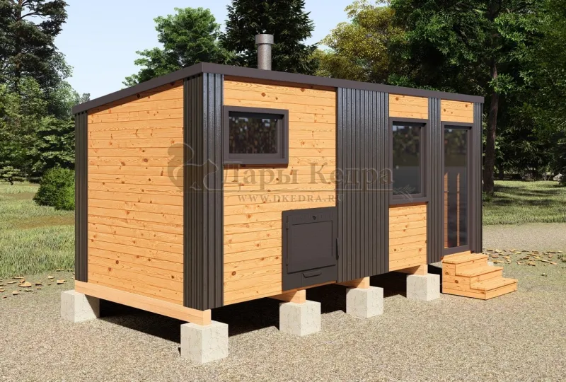 Каркасная баня «Лофт» из кедра 5х2,2 метра